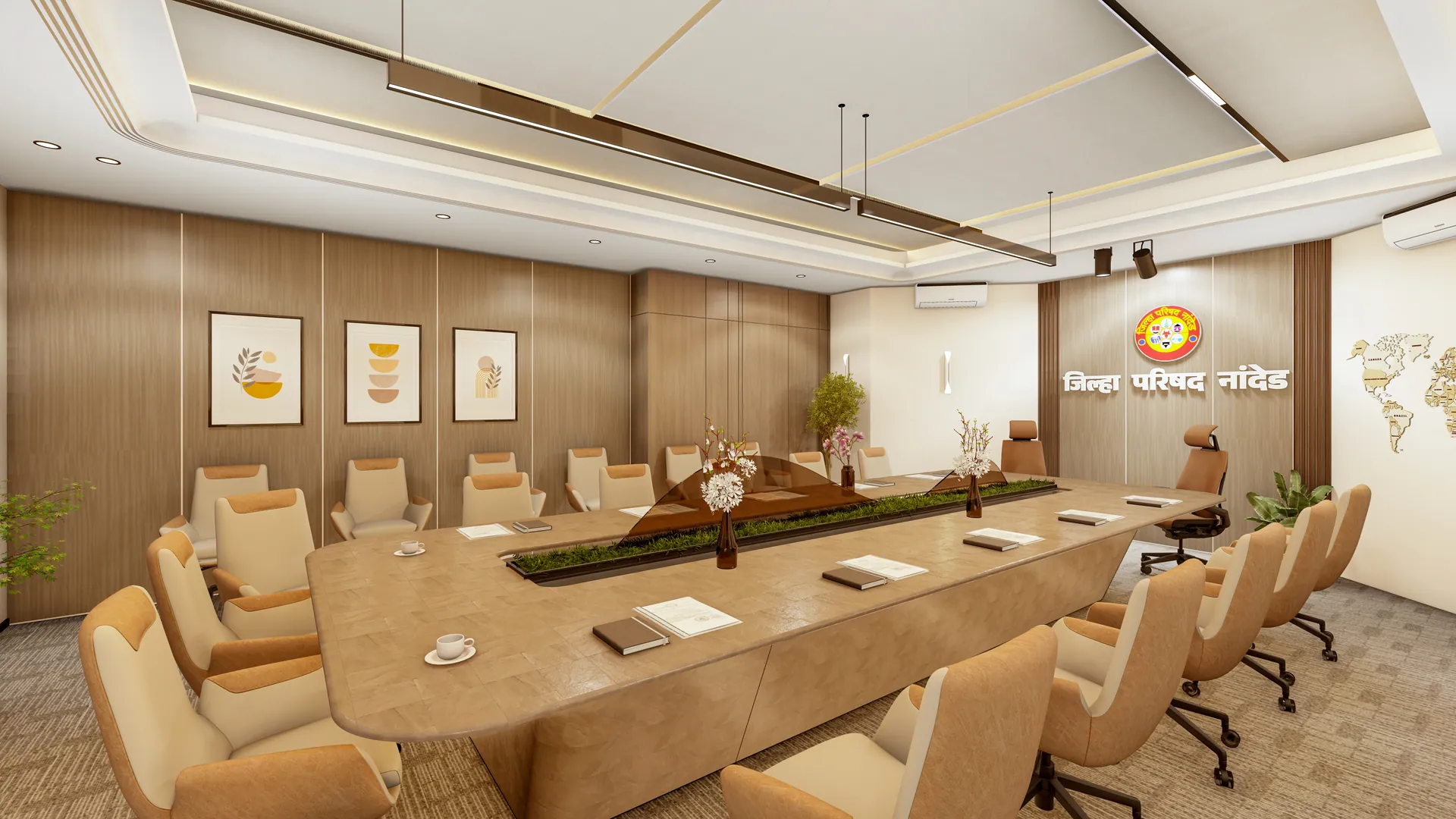 Conference hall interior render by the studio